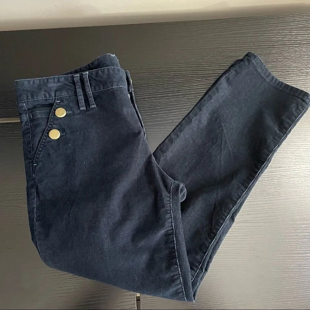 Gap 1969 Real Straight Capri Navy Blue Corduroy Pants, 31 12